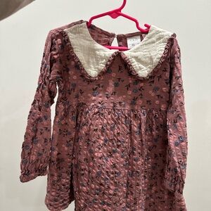 Zara Pink Floral Dress with Cream Collar